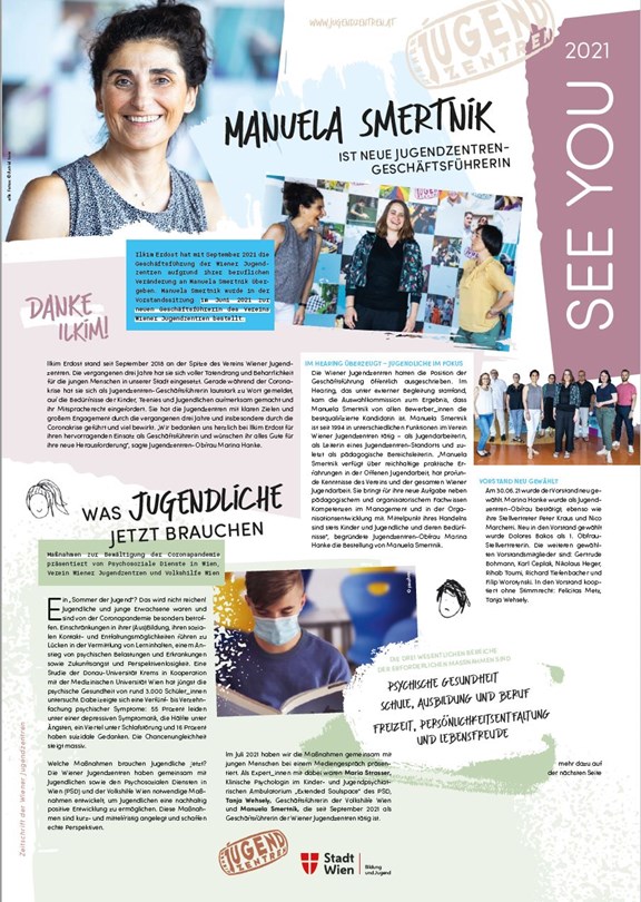 Titelseite der Zeitschrift SEE YOU, am Cover ist Geschäftsführerin Manuela Smertnik zu sehen